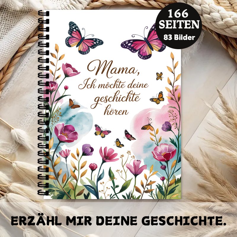 German "mom, " 1pc Watercolor Floral Journal - Pink Purple Blossoms, Green Foliage With Spiral Binding, Book, Gift For Mom, Durable Organizer Planner