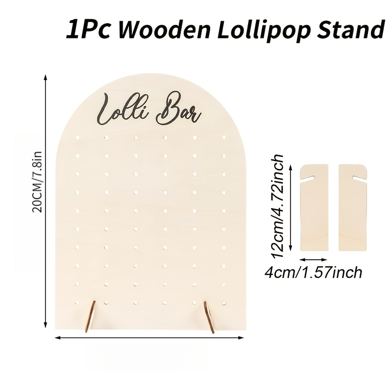 TEMU 1pc Elegant Arched Wooden Lollipop Stand With Arch-shaped Display Rack - Artificial Lollipop Holder, Suitable For Birthday Party Decorations,
