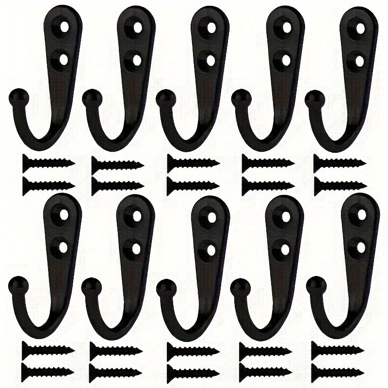 TEMU 30pcs/10set Heavy-duty Vintage Wall Hooks, Suitable For Coats And Bathroom, Key Cup Flower Pot Hooks, Bedroom Accessories - Using Screws And