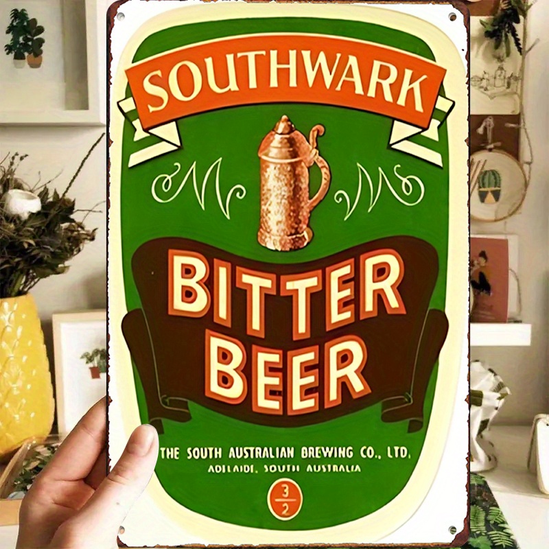 TEMU 2d Flat, Decorative Sign - 2d Flat 1pc, South Australia Beer Company Southwark Bitter Beer Label Creative Metal 20*30cm/8x12inch, For University
