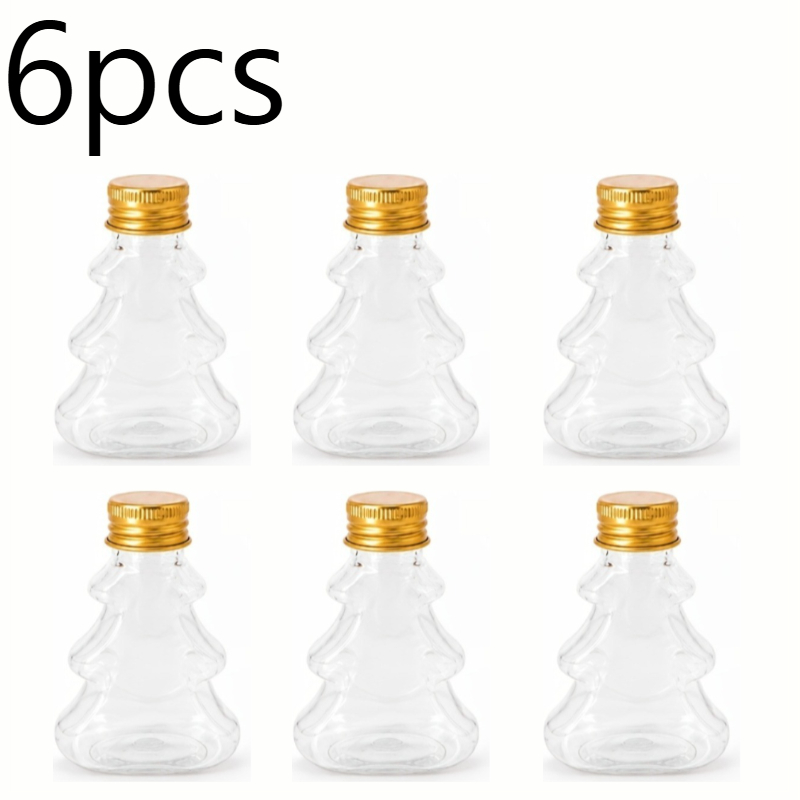 TEMU 6pcs Christmas Tree Shaped Clear Jars, Christmas Tree Decorative Bottles, Plastic Storage Containers, Holiday Gift Jars, Fillable Holiday Gift