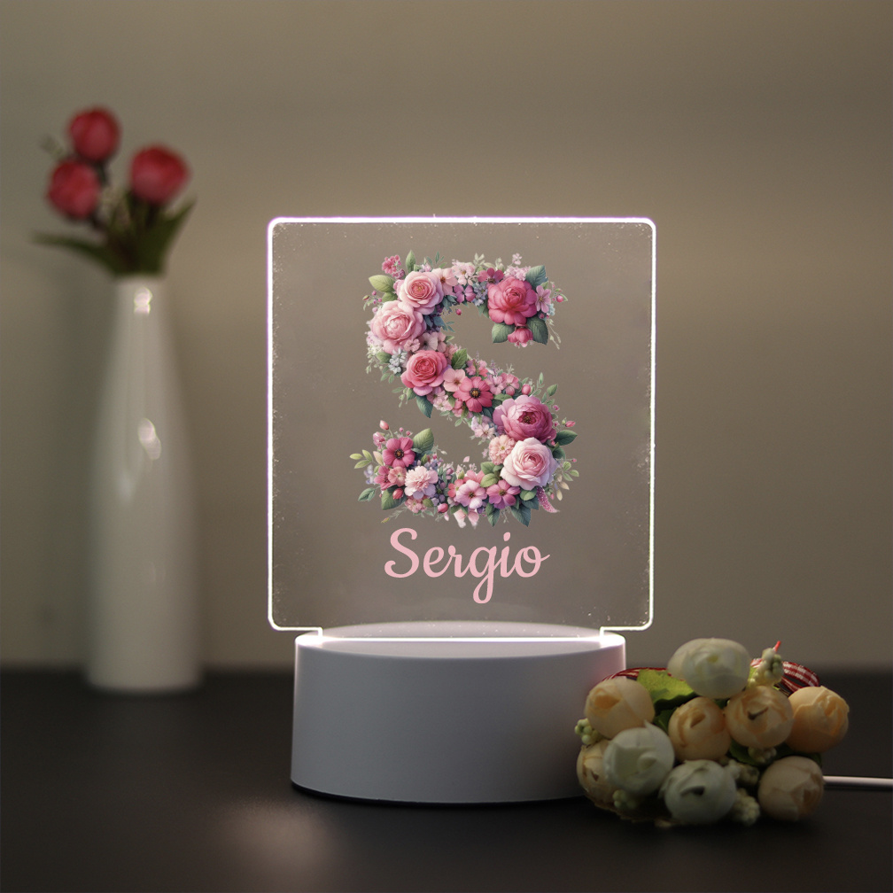 TEMU 1pc Custom Name Personalized Night Light, Motif Pattern, Led Night Light, Decorative Desk Lamp Night Light, Valentine's Day Gifts, Day Gift,
