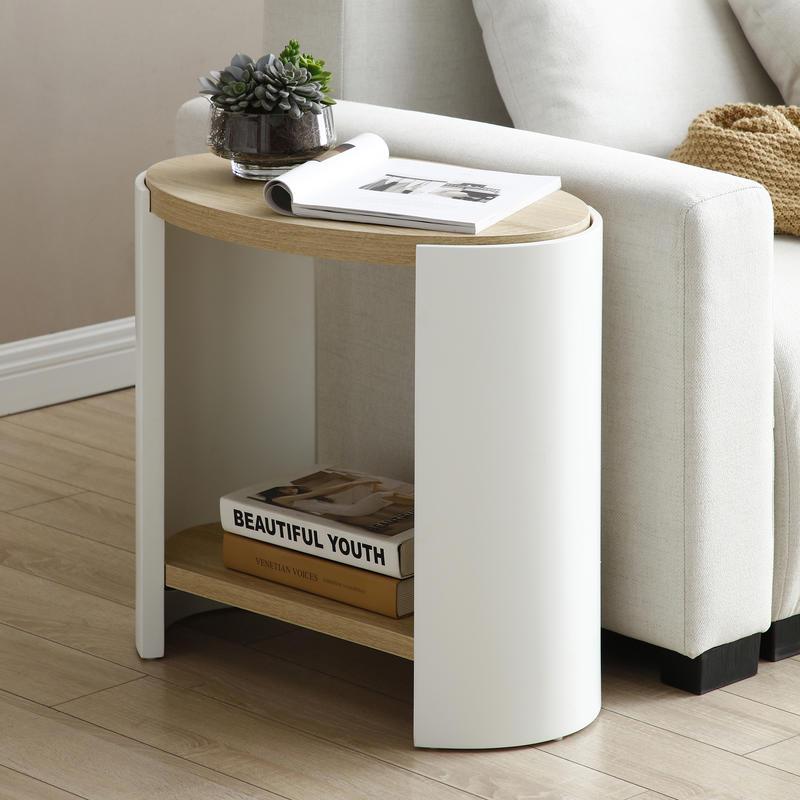 End Table, Small Side Table, Nightstand with 2-Layer Storage Shelves, Sofa Table for Small Spaces, Living Room, Bedroom, Stable Frame, Easy Assembly, (* and white)