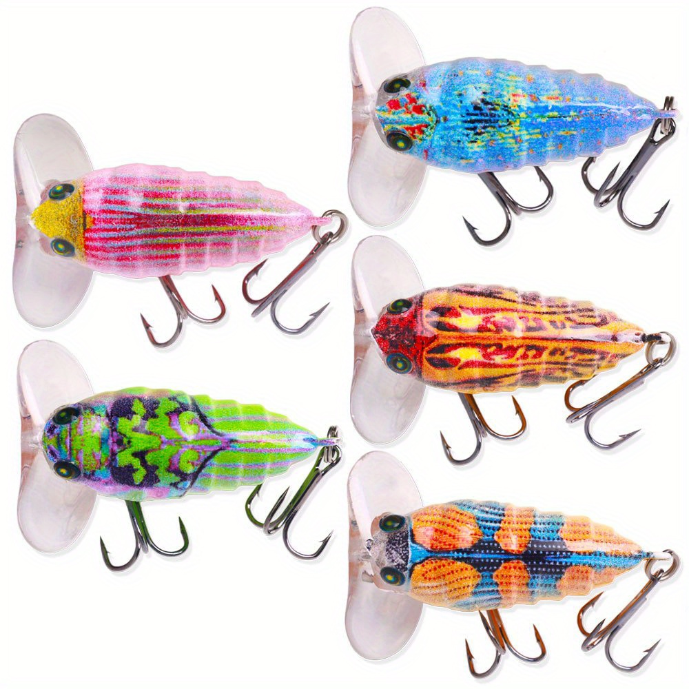 TEMU 5pcs Vibrant Insect Baits, Each Measuring 1.57 Inches/ 3.9g, Abs Hardware Bait, For .
