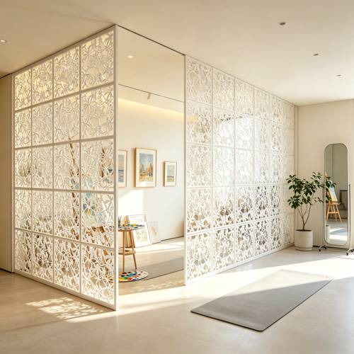 9pcs creative white hanging screen panel bedroom living room multifunctional decorative curtain easy hanging screen partition living room fashion hollow hanging screen decoration hotel entrance door