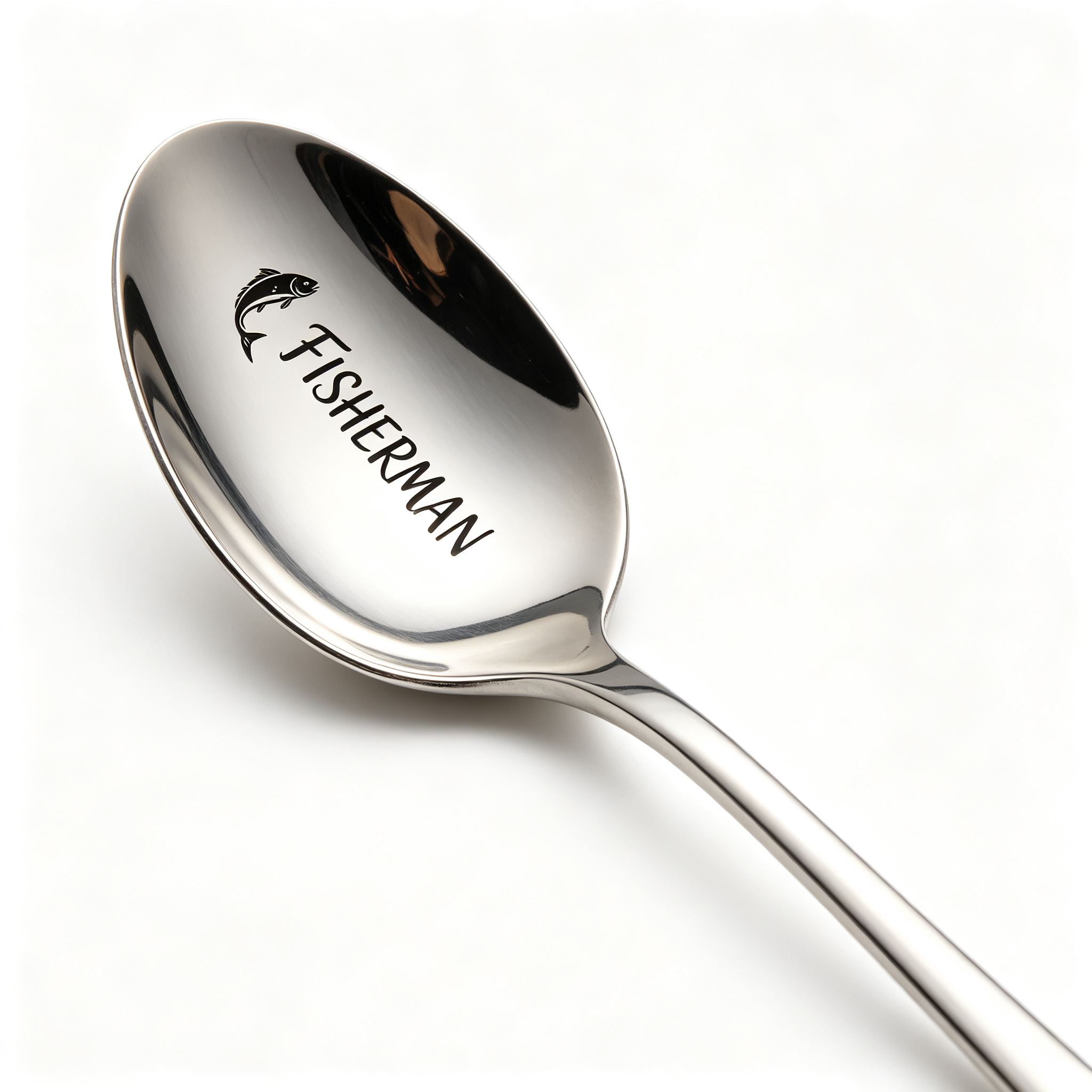 TEMU Fisherman Engraved Spoon Stainless Steel Coffee Tea Spoon Fishing Angler Gift
