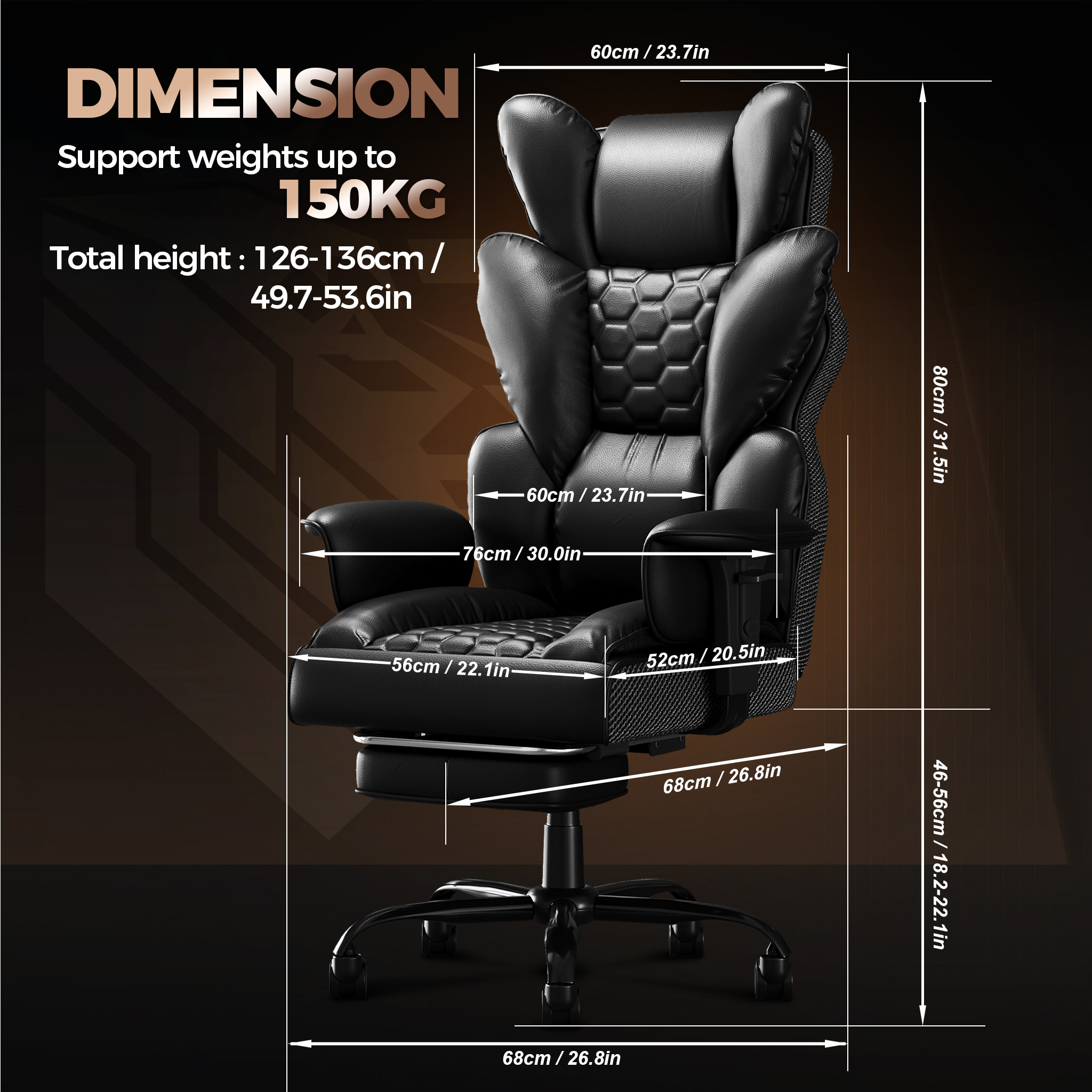 Image of Ergonomic High Chair, Executive Swivel Chair With Padded Armrests, Dual Use For (brown/gray/black)