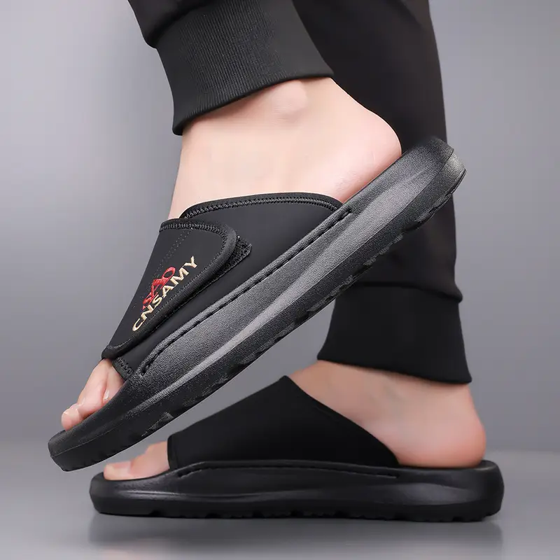 mens home bathroom slippers 2025 new lightweight quick dry mens sandals fashion open toe slides for indoor outdoor beach and casual wear sole non slip solid color round toe stylish anti skid flip flops comfortable thick soled summer durable eva material unisex design everyday use car friendly slip resistant house slippers 2pcs set 1pc shoe 1pc bag Product details 11