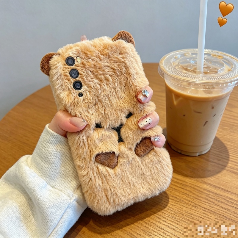 TEMU Phone Case - Cute Fluffy 3d Phone Case For Series [all Models] A55/a56/a13/a52 5g/a04/a35/a73/a23 9g Suitable For Autumn Winter Warm Gift For