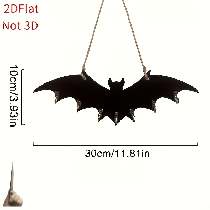 TEMU 2d Flat Printing, 1pc Halloween Bat Key Hook - Gothic Vampire Wall Decor Multifunctional Pendant, Suitable For Necklace And Keys, Durable