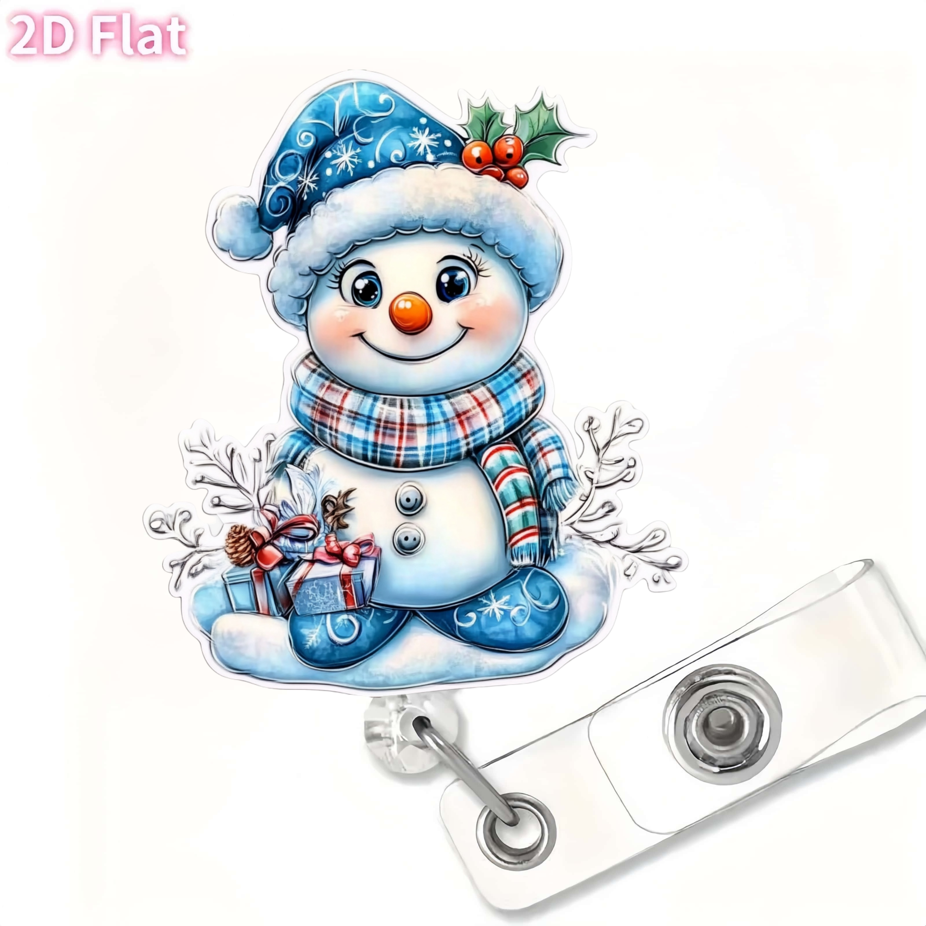 TEMU 1pc Christmas Snowman Badge Scroll, With Adjustable Clip - Suitable For Nurses, Doctors, Teachers, Students' Flat 2d Winter Id Holders -