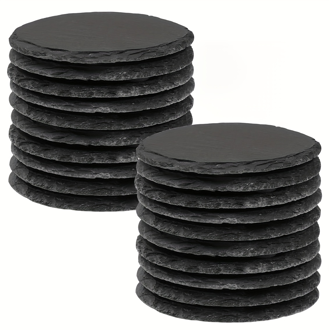 TEMU Dofiki 20/40pcs Dessous de Verre en Ardoise (Rond ou Carré), 4 Pouces ( 10cm) Ensemble de Dessous de Verre en Ardoise Noire , Avec Fond aux