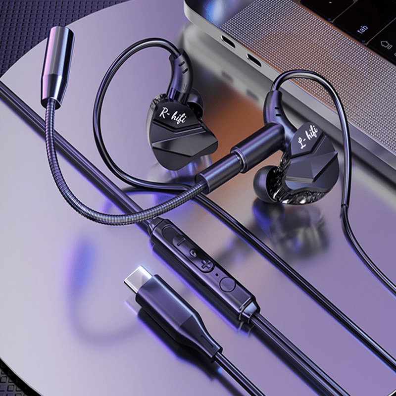 Image of New Game-specific Dual-microphone C-type And 3.5mm In-ear Wired Headset, Audible High-fidelity Stereo With Hd Microphone, For Iphone 15 Full Series/for And Other Mobile Games Wired Headset