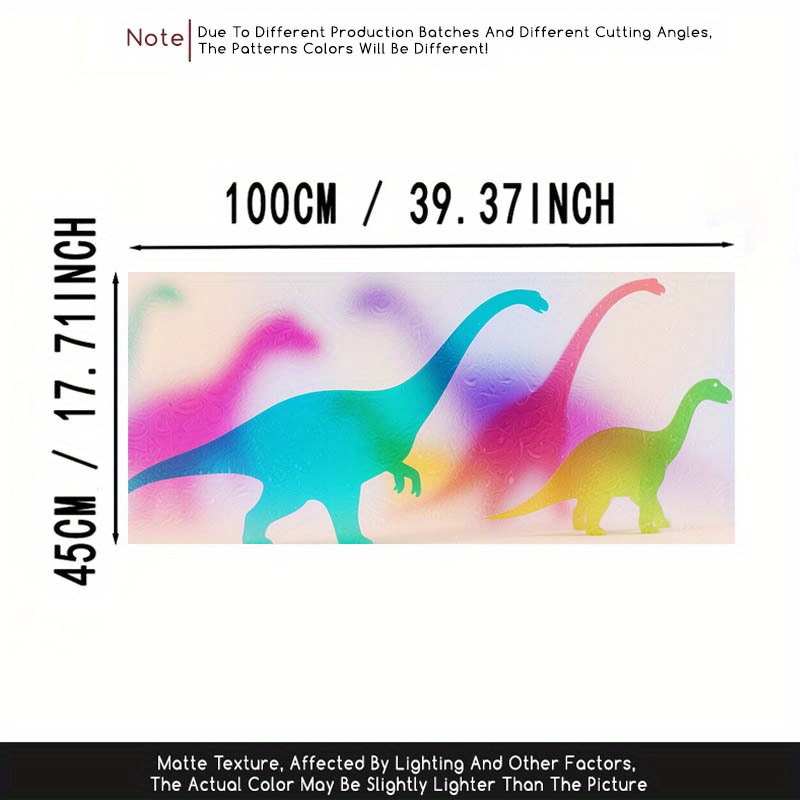 TEMU 1 Stück Farbenfroher Dinosaurier-Silhouette-Frostglas-Film - Stativer Kleber, Wiederverwendbarer PVC-Fenstersticker, 39,37 x 17,71 Zoll, Ideal