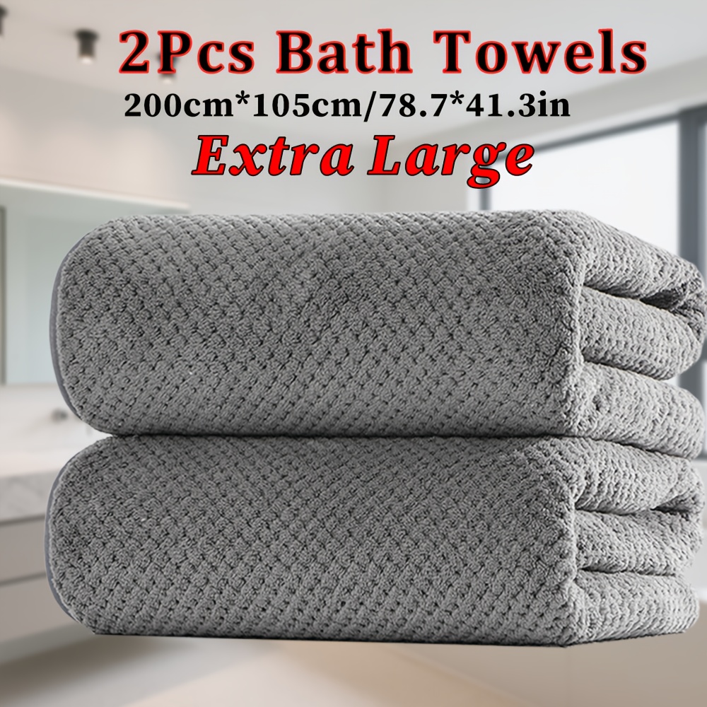 E-shop 2er-Set extra große Badetücher, 2 Stück extra große Badetücher 200 cm x 105 cm / 78,7 x 41,3 Zoll, Ananas-Karomuster, Mikrofasermaterial,