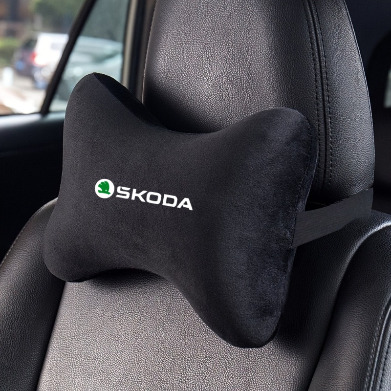 KIMISS Auto Nackenkissen Memory Foam - Kopfstütze Aus PU Leder Schwarz