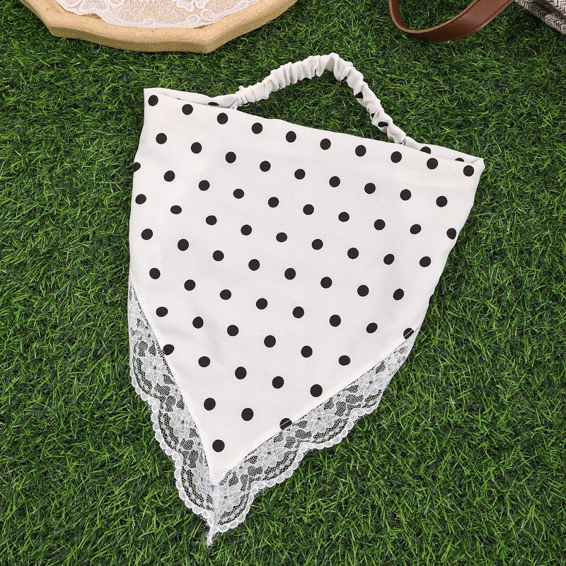 TEMU 1pc New Style Lace Trim Polka Dot Stretch Triangle Bandana, Women's Stretchy Elastic Hair Tie, Fits All Head , Versatile And High-end Looking