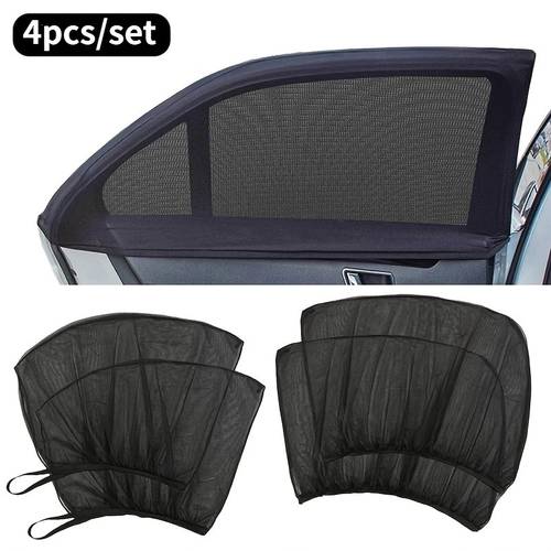 4pcs car mosquito net window screen universal type suitable for most sedans suvs trucks rvs and campers high density black mesh sun and insect protection breathable areas only