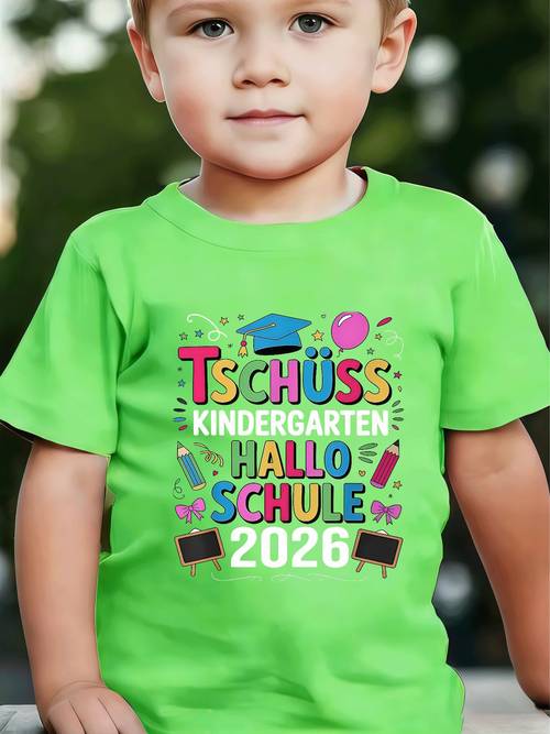 tschüss kindergarten-abschluss-ehre 2026 t-shirt für jungen mädchen – entzückendes lustiges farbenfrohes musterdesign, feiert die ankunft neuen schuljahres, lässiger stil passend für kinder, perfekte geschenkwahl, für verschiedene feiertage festliche anlässe