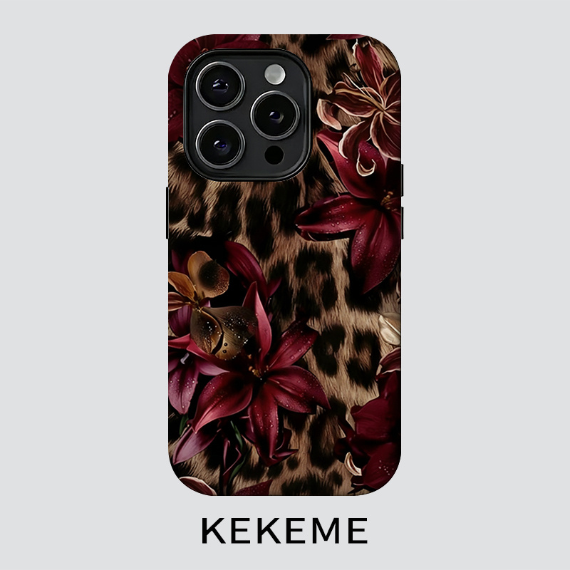 TEMU Phone Case: Kekeme Leopard Print Floral Film 2-in-1 Case For 17/16/15/14/13/12/11 Pro Max, 16/15/14 Plus, 17 Air, Full-coverage Drop-proof,