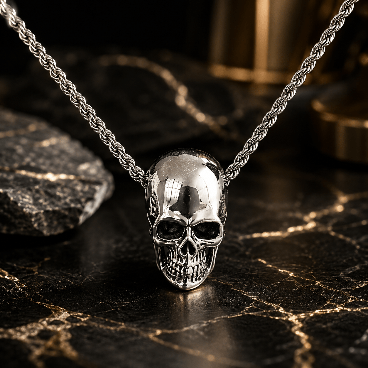 TEMU Pendentif 3D vintage avec chaîne corde torsadée, collier cadeau hip-hop pour homme en acier inoxydable résistant à la corrosion