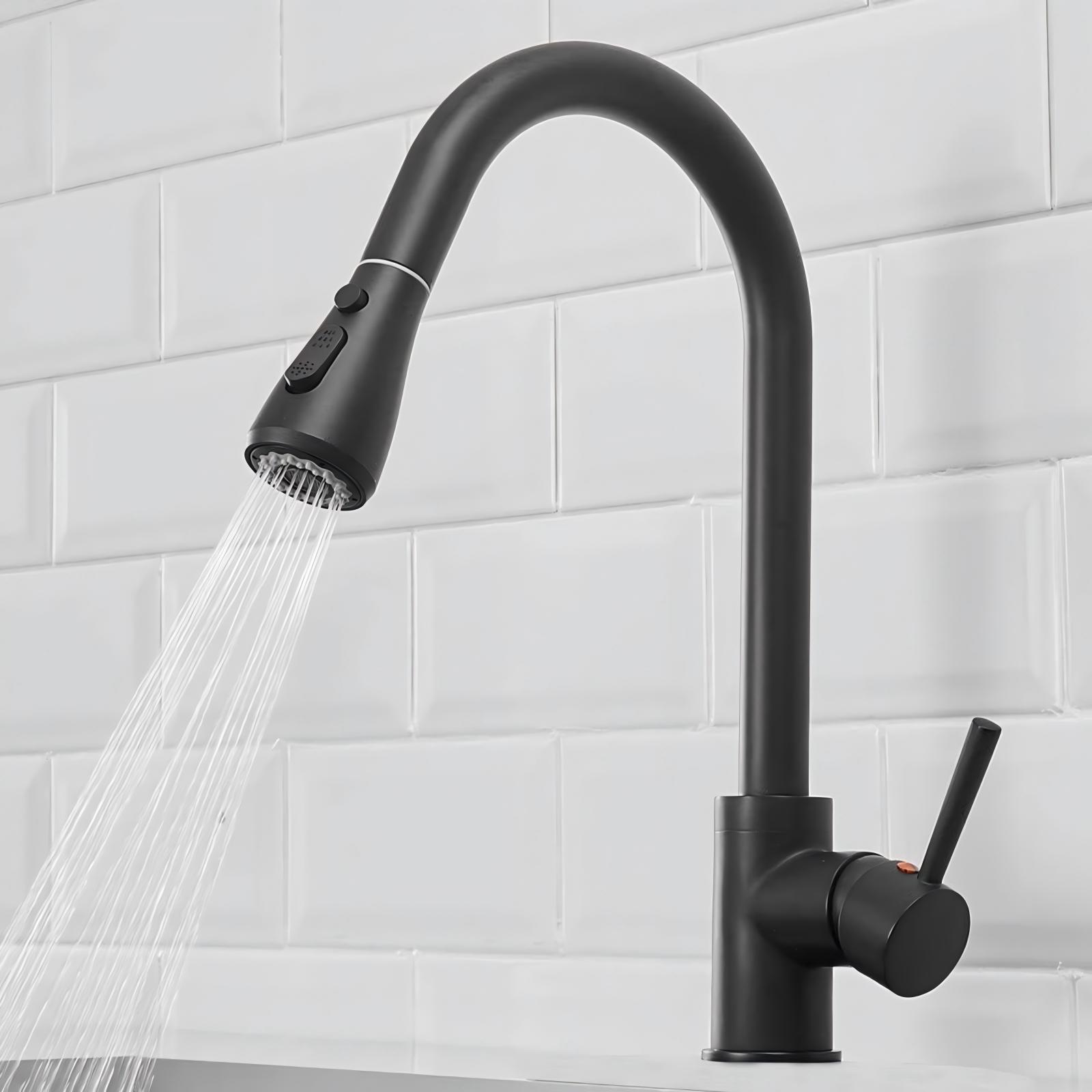 Image of Single Handle Kitchen With Pull-down Sprayer, Kitchen Sink With 3 - , Durable Construction - Ideal For Home Kitchen Sinks, Rv, And Bar