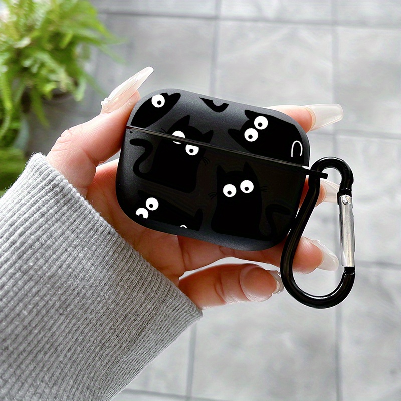 TEMU Estuche de Auriculares con Diseño de Gato Anime Negro, Elegante y , y Antigolpes para Apple AirPods 1/2, AirPods 3, AirPods Pro, AirPods Pro (2ª