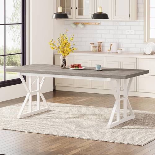 rustic wooden dining measuring 70 8 inches featuring sturdy metal legs the kitchen or dining area grey