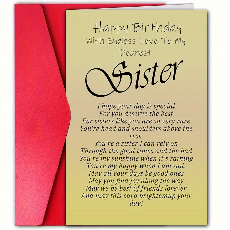 

Greeting For Sister - 1pc, , & , For Sister' Day, Encouragement & Appreciation, - 4.7x7.1