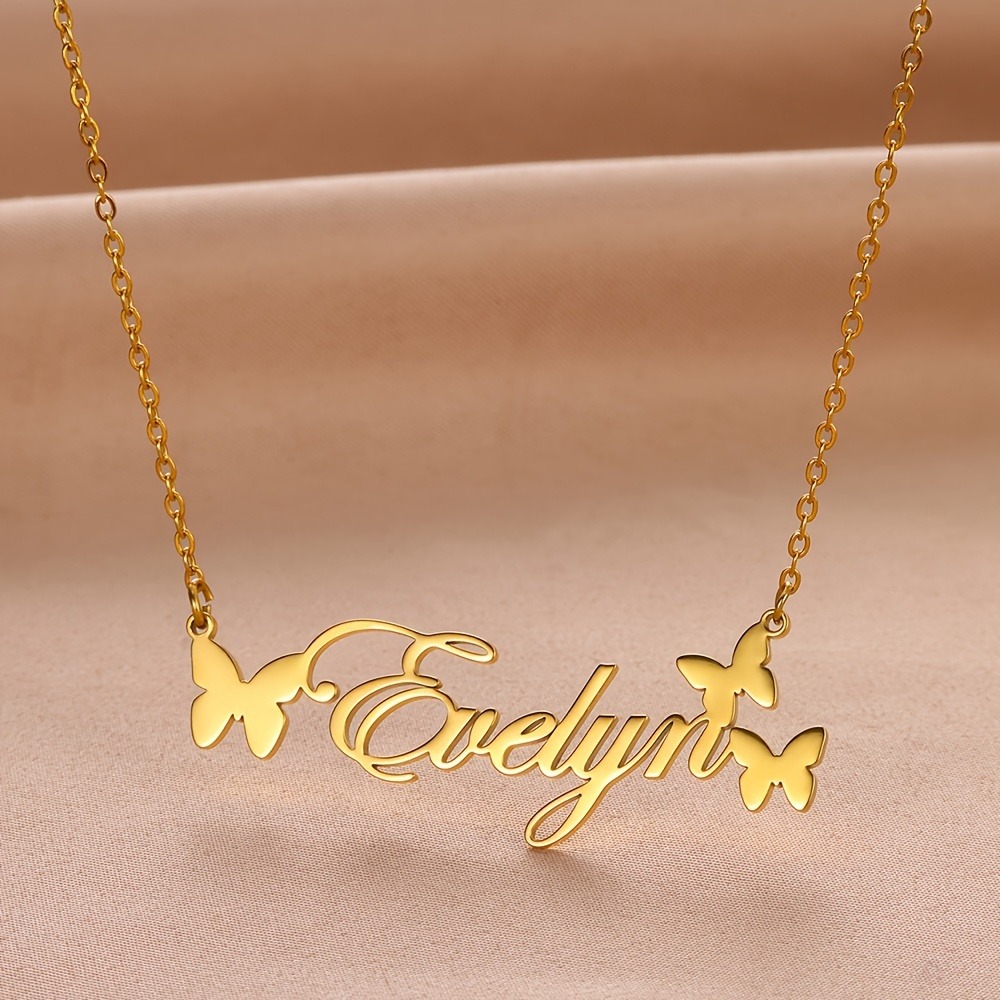Women's Personalized Butterfly Name Necklace — Custom Design