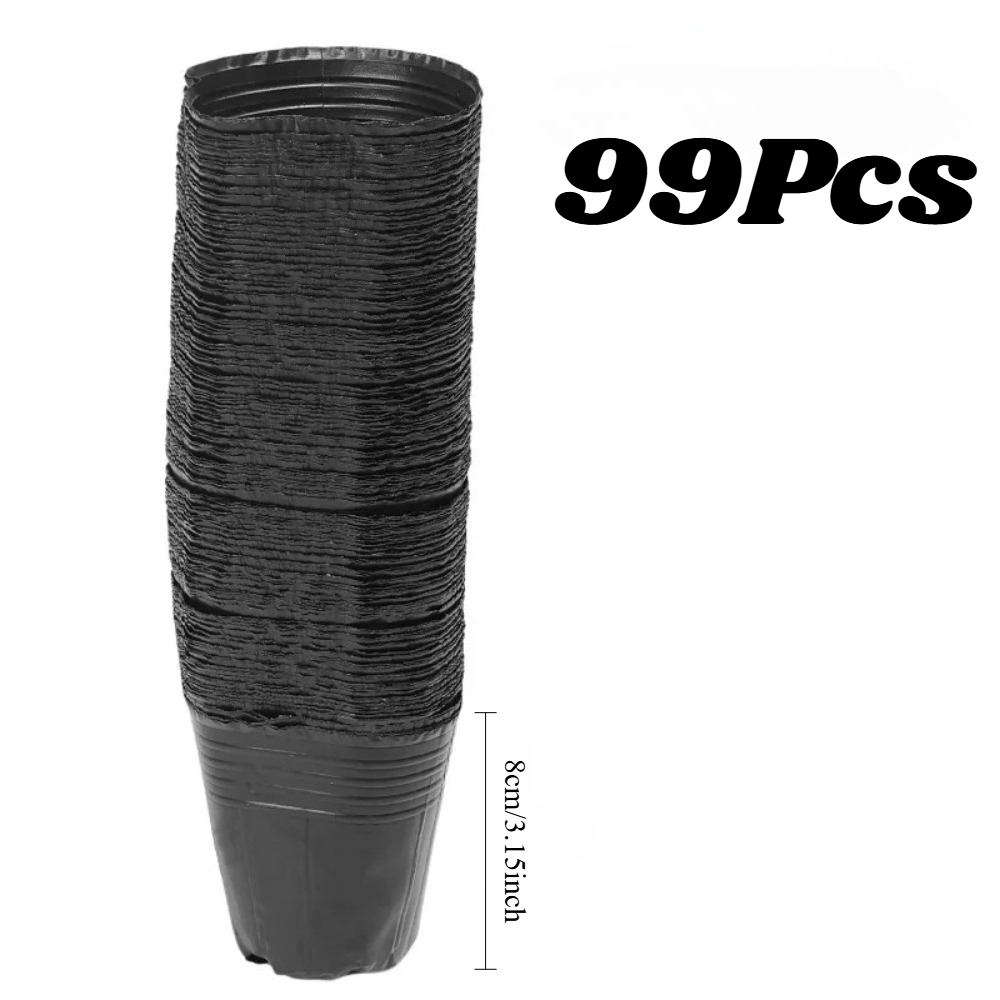 TEMU 99pcs Black Seedling Pots, Seed Germination And Growth Cups, Flower And Plant Containers, Garden Vegetable Boxes, Home Gardening Tools