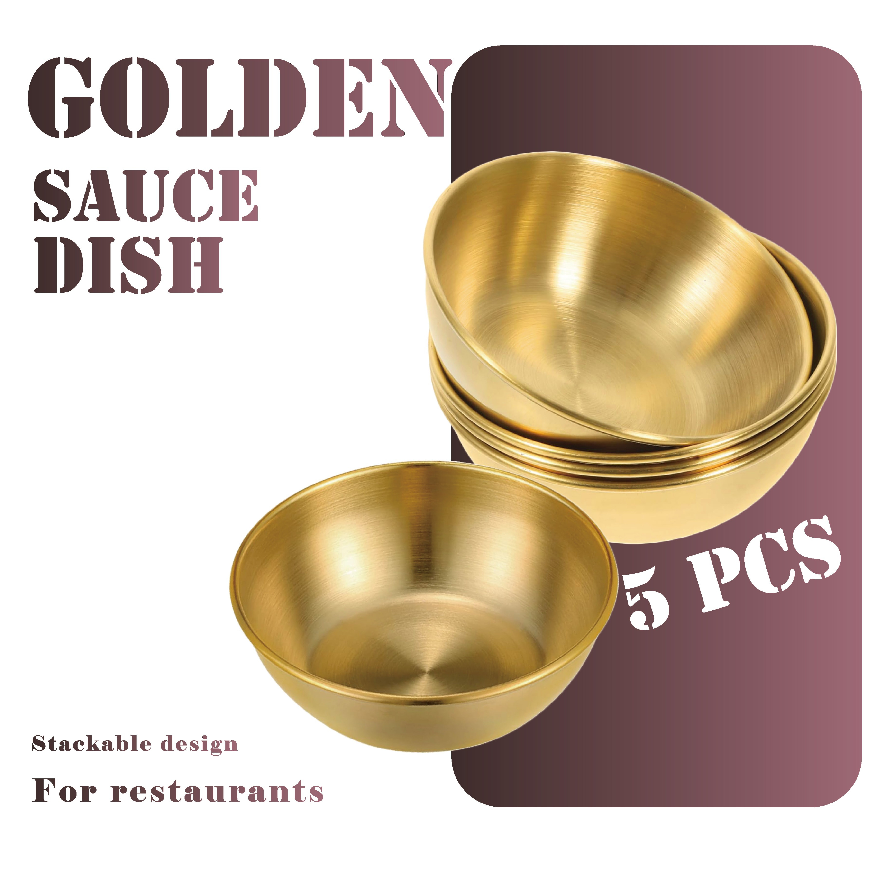 Gold Stainless Steel Sauce Dishes - Mini Dipping Bowls For Sushi, Soy Sauce, Seasonings