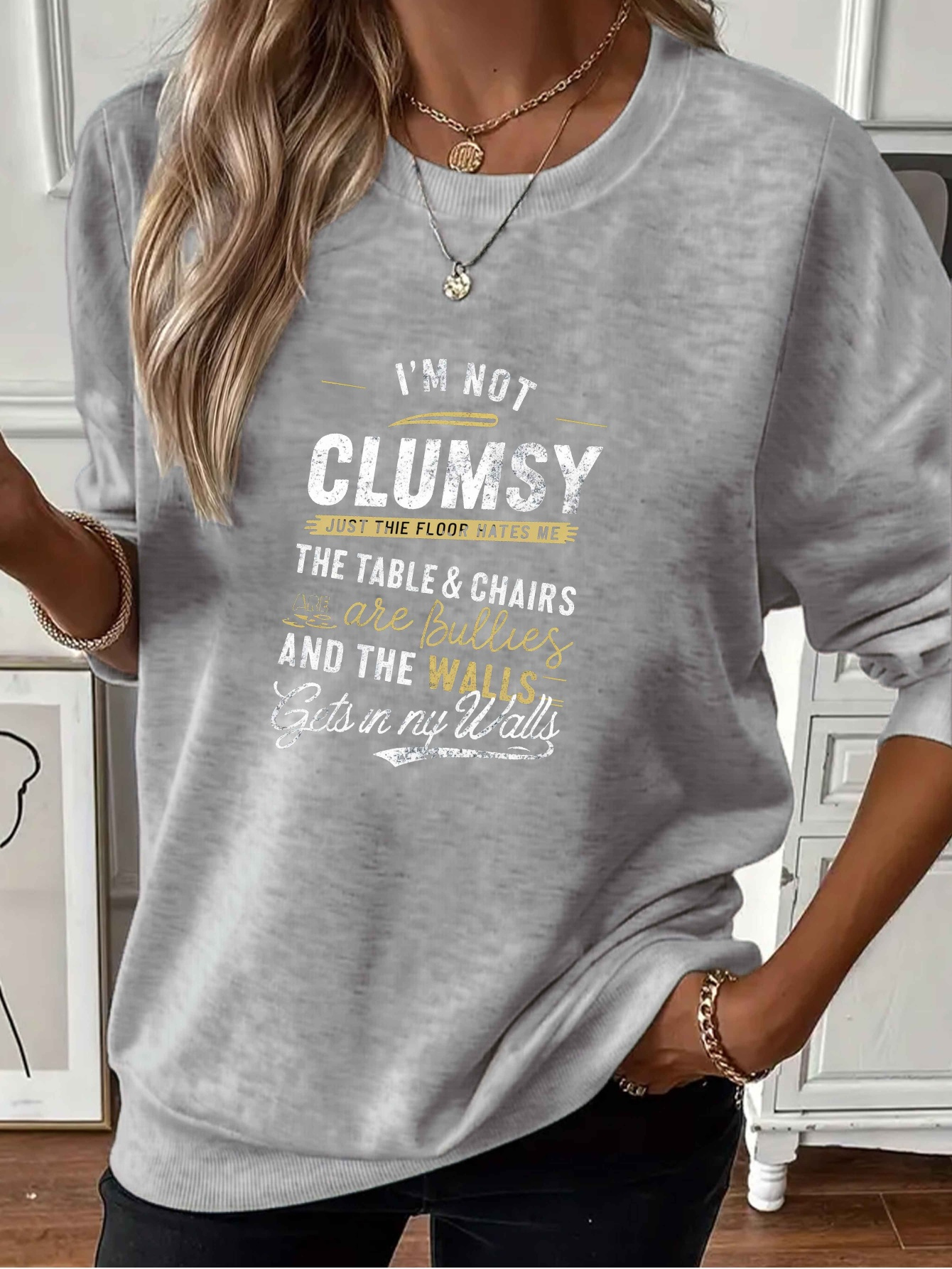 Enjoytime Crewneck Sweatshirts Women Cute Print Pullover Long Sleeve Tops Xmas Holiday Funny Casual Sweatshirt Blue XL