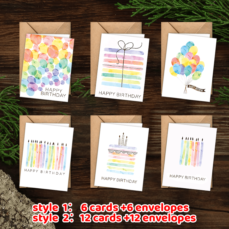 

12/24 Pack Watercolor Birthday Cards With Envelopes - Assorted Designs For Birthday, Anniversary, , Good Luck, Thank You - Unique Gift Cards For Anyone