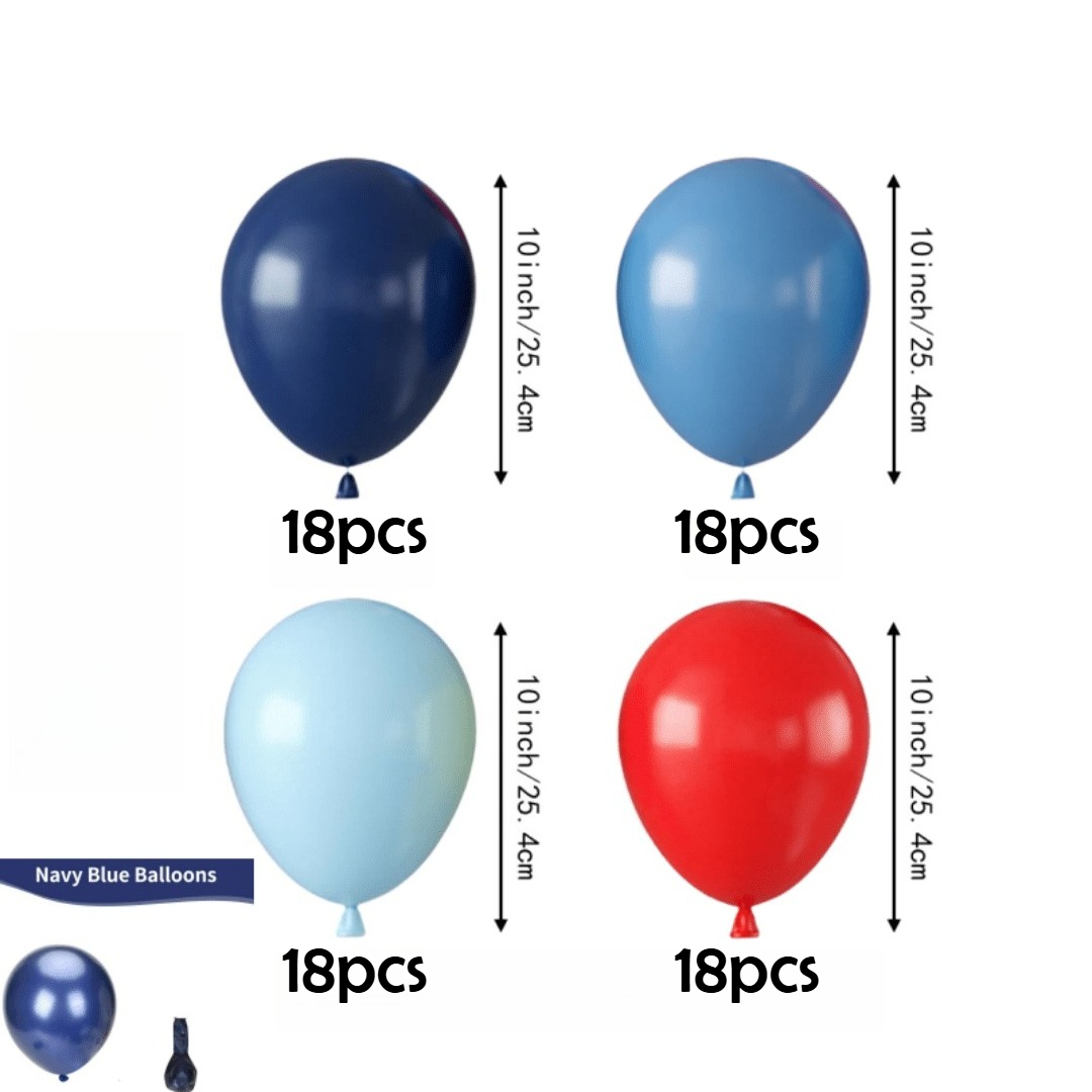 72pcs Navy Blue Set, Dark Blue Light Blue And Red Latex Balloons For Festival Decorations, Nautical Baseball Party Decor, Birthday Celebrations, Day Event Setup, Party Arch Garland Supplies