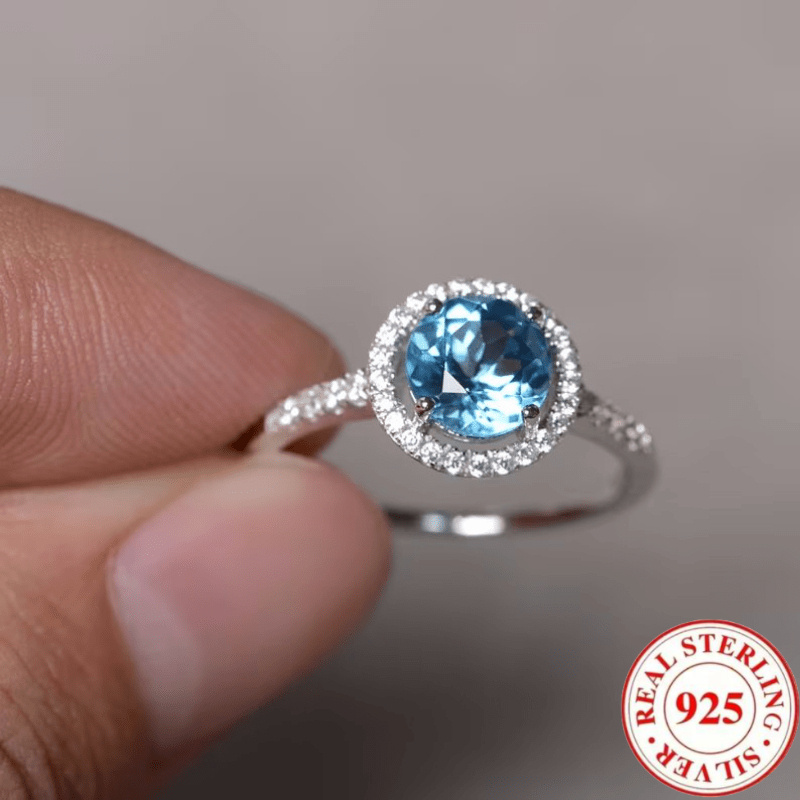 925 Sterling Silver Round Geometric Women's Ring for Party Engagement Gift
