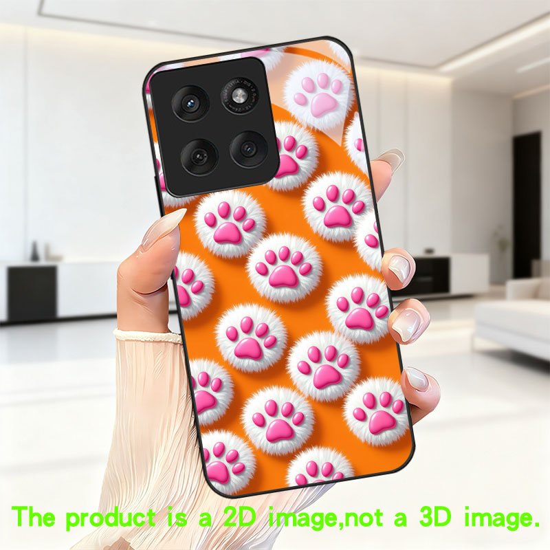 phone case cat paw print pattern phone case suitable for moto edge 20 lite 30 pro 405g 50   ultra 60   power 2022 g14 g24 4g g04s g24  34 g35 g54 g64 g55 g75 g84 g85 g     tempered glass protective cover