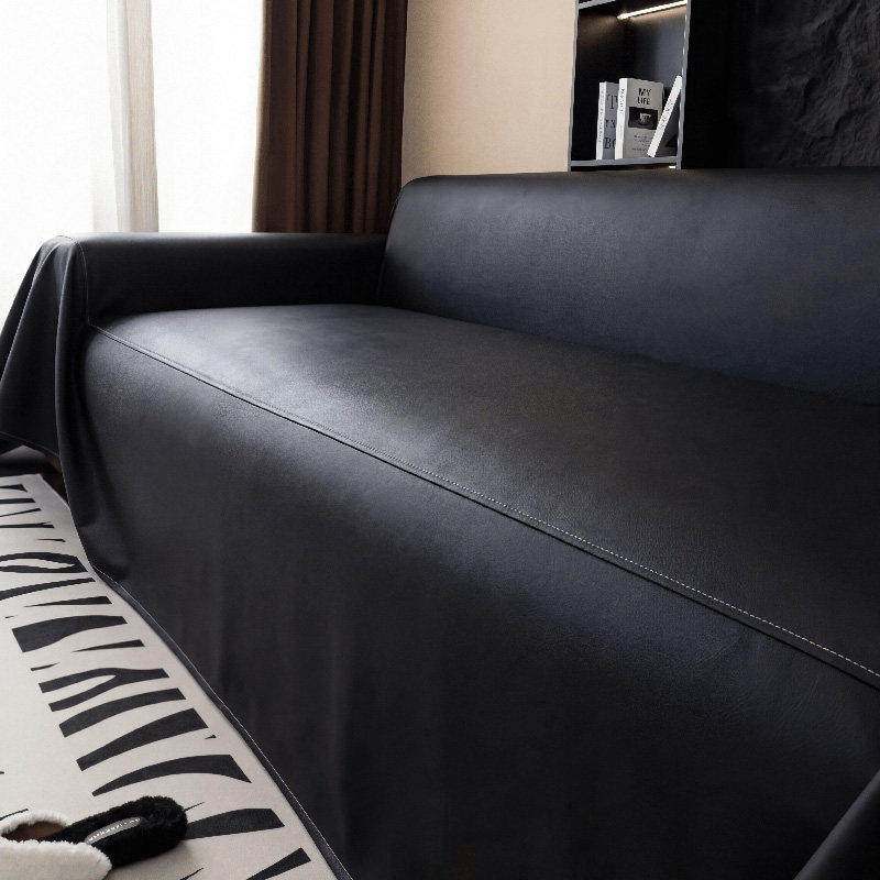 TEMU 1pc Classic Solid-color Minimalist Soft Leather 1pc Full-coverage Universal Sofa Cover; Cat-scratch-resistant And Non-slip; Pet-friendly; In