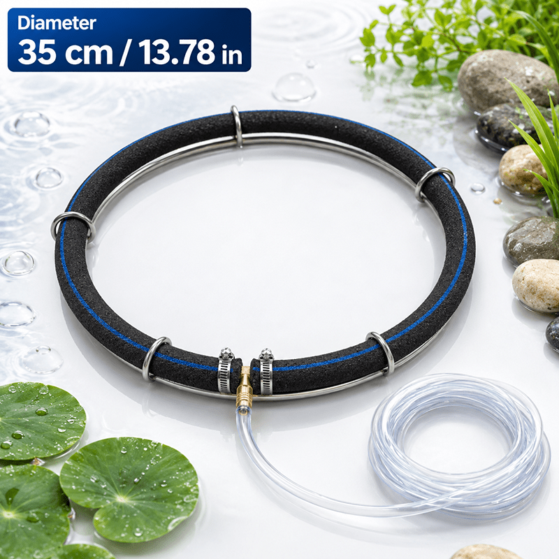 TEMU Stainless Steel Pond Aeration Ring Oxygen Diffuser Disc With 1m Hose For Garden And Aquariums Without Battery