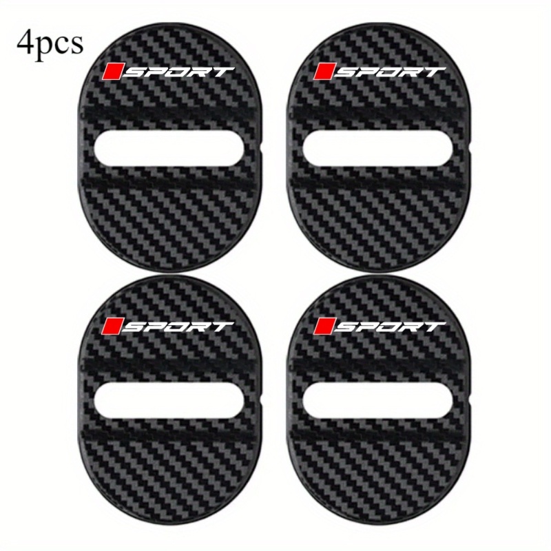TEMU Red Square SPORT 4pcs Housses de protection pour boucles de verrouillage de porte de voiture, à texture en fibre de carbone, réduction des