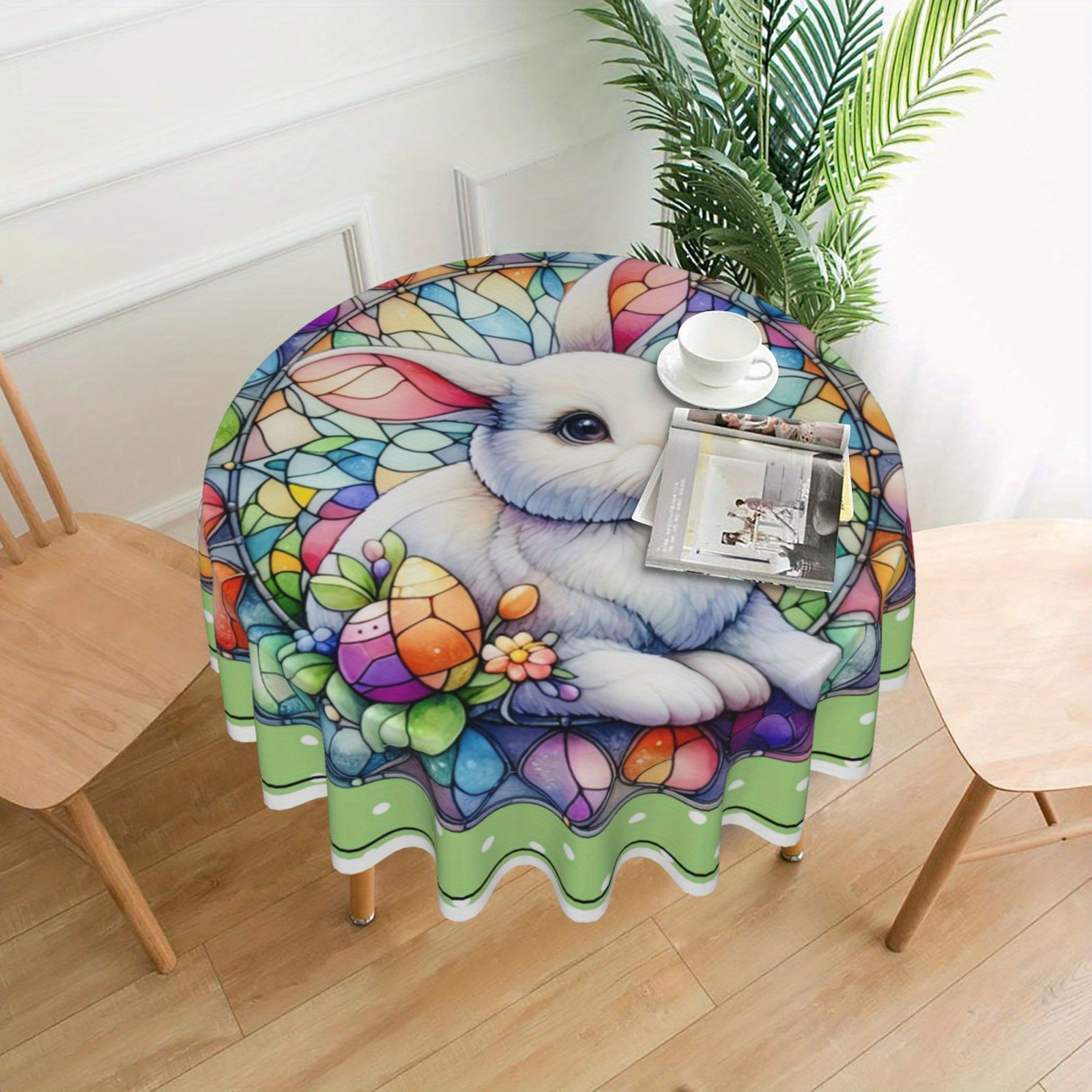 

Vibrant , Bunny Tablecloth - 1pc, Thick Waterproof Polyester With , Holiday Parties & Home Decor