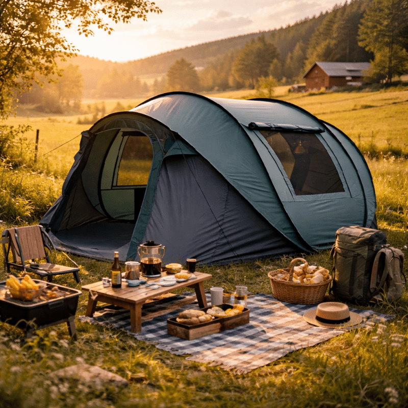4-Person All-Season Instant -Up Tent with Quick Setup, Spacious Round Camping Tent Suitable for, Lightweight Portable Outdoor Shelter with Mesh Ventilation & Mosquito Proof for &, Durable for Car Camping, Picnics, Year-Round
