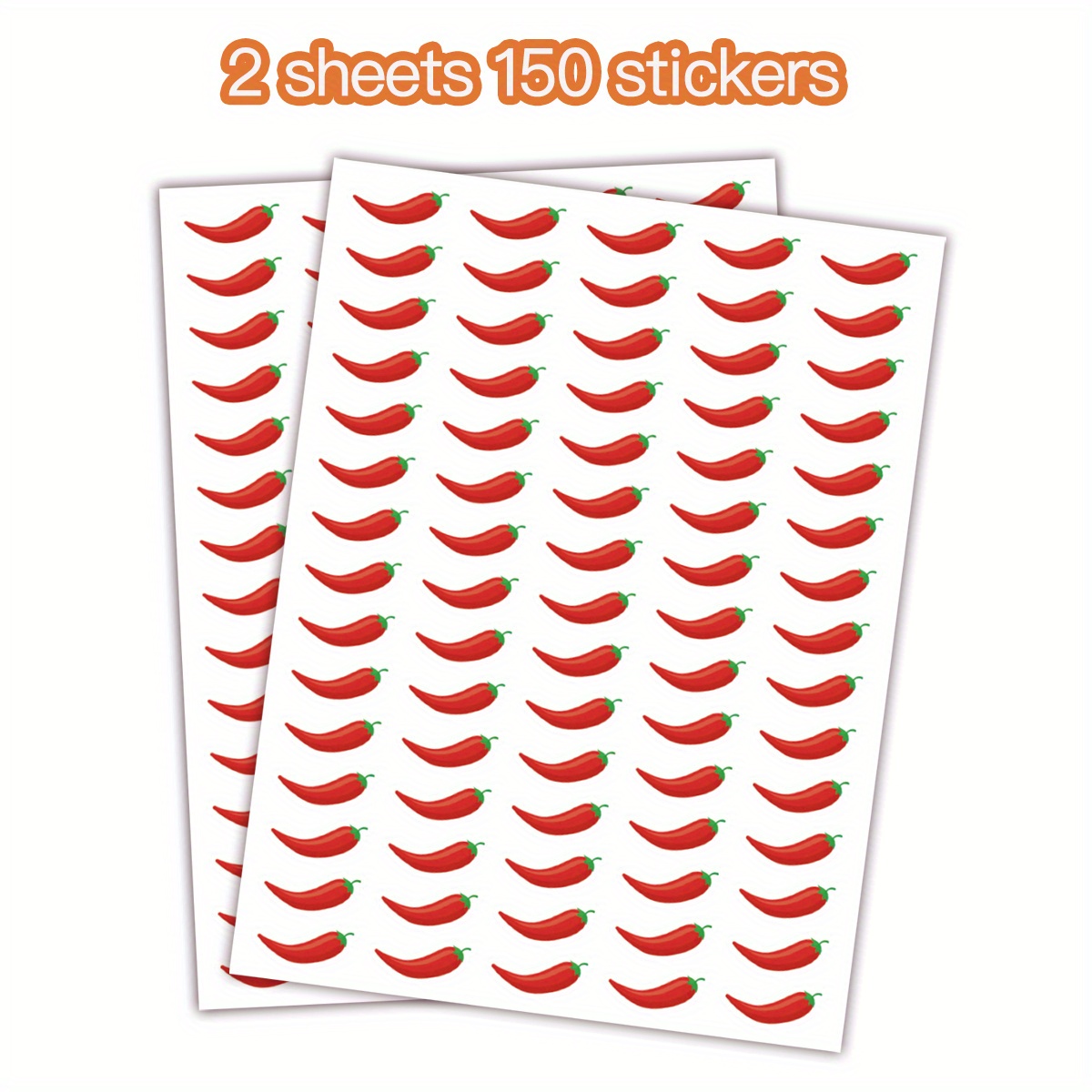 Image of 2 Sheets/150 Stickers - Pepper Warning Labels For Food Packaging - Paper Heat Indicator Stickers For Grocery Stores & Restaurants, Easy-to-apply Design