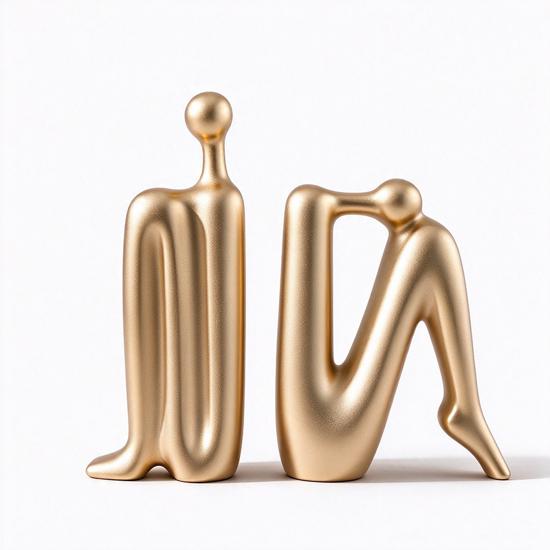 Set of 2 Modern Decorative Bookends, Abstract Human Figure Statues