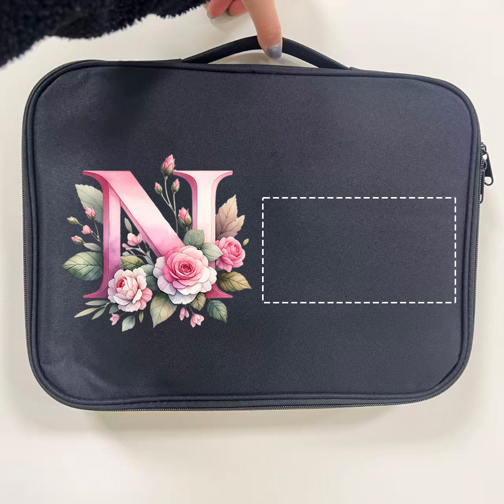 Custom Floral Initial Laptop Tote Bag with Monogram