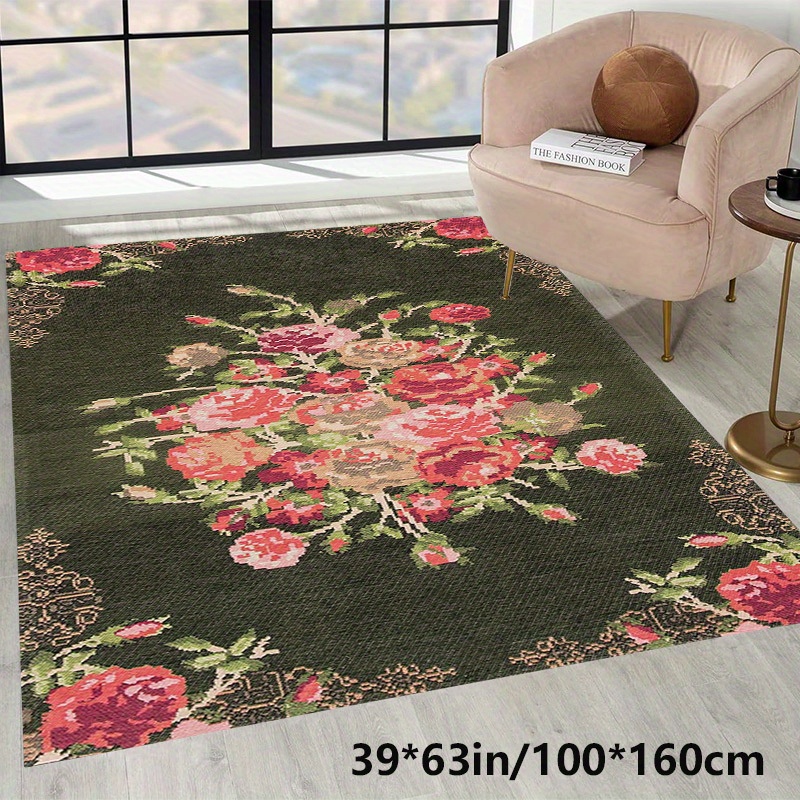 TEMU 1pc Of Large Area Rug In , Made Of     800 Grams Per   Dot Plastic Bottom, Non-slip, Machine Washable, Easy To Clean, Suitable For Home
