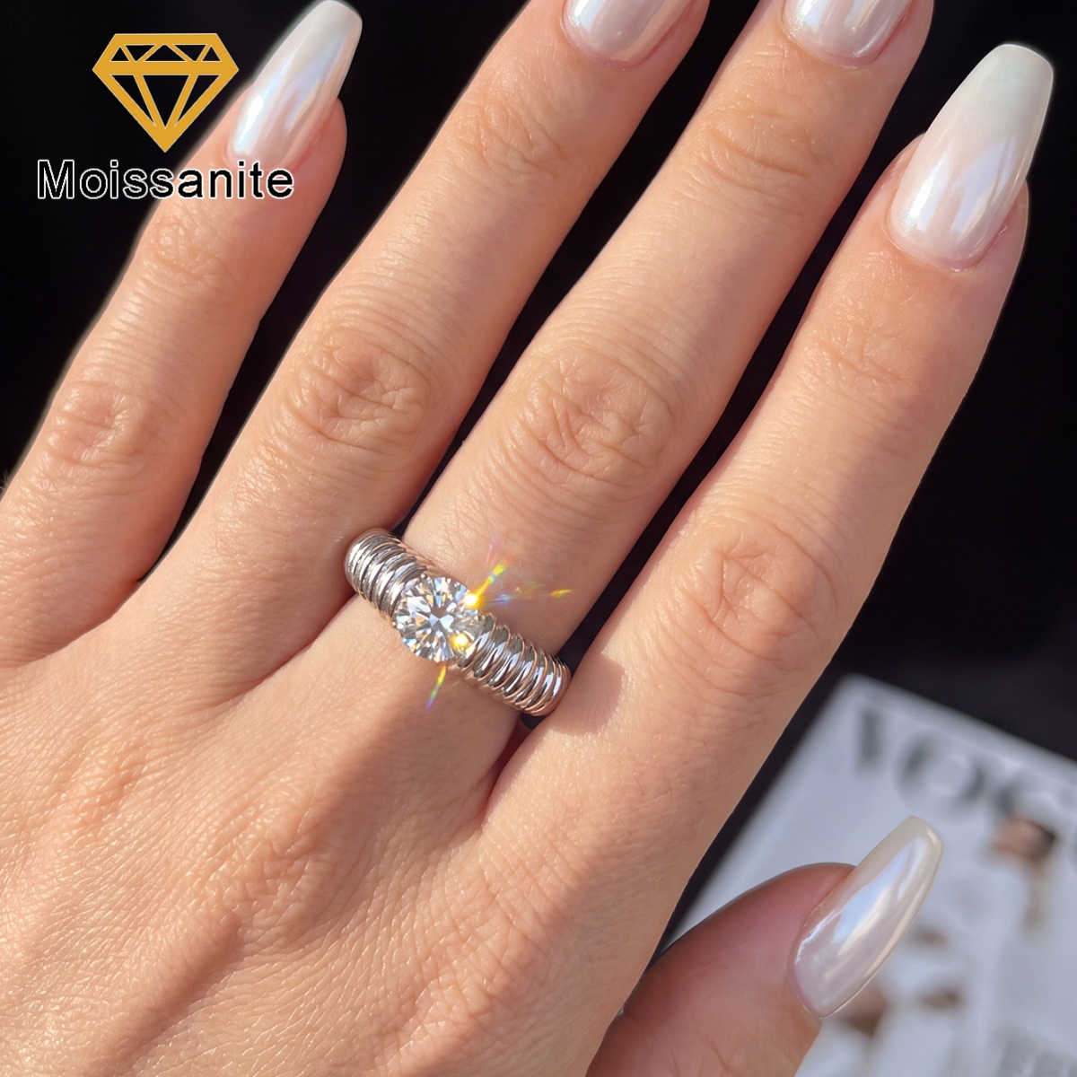 Women's Sparkling 0.5ct Moissanite Twisted Solitaire Ring