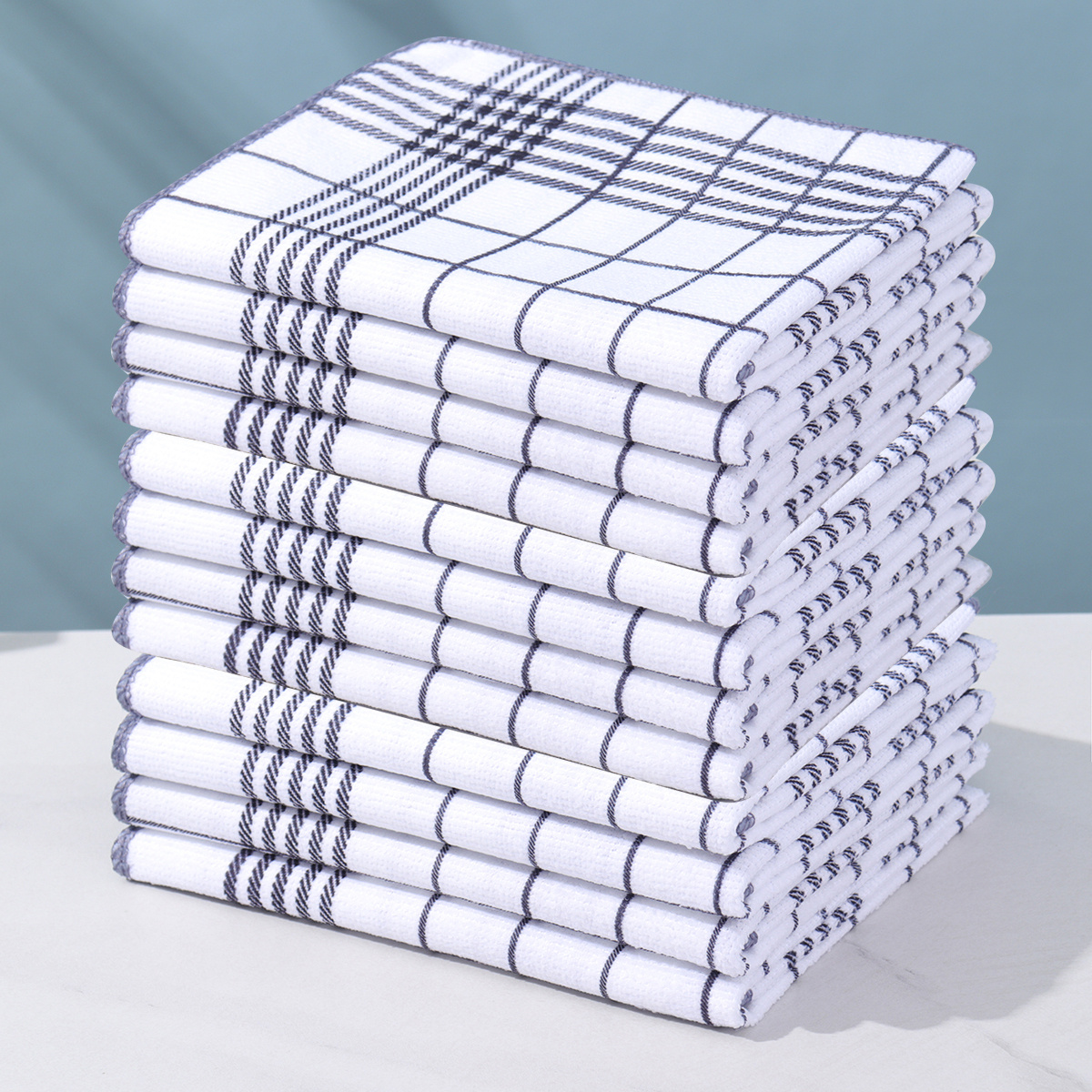 Ein Set aus 6 hoch saugfähigen und fusselfreien Geschirrtüchern, große Größe 40*60 cm, ideal für schnelle Reinigung, geeignet für Kaffeemaschinen, erhältlich in 4 Farben, karierte und schwarz-weiße Küchentücher, perfekt für Küchen und Esszimmer, Küchenbedarf