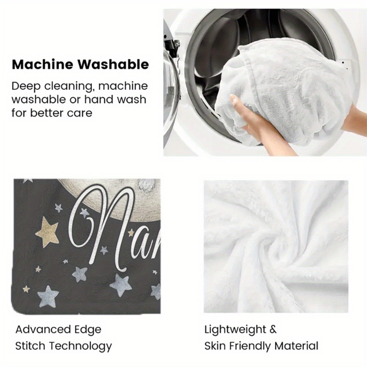 Personalized Bear Moon Portable Blanket, Lightweight Throw