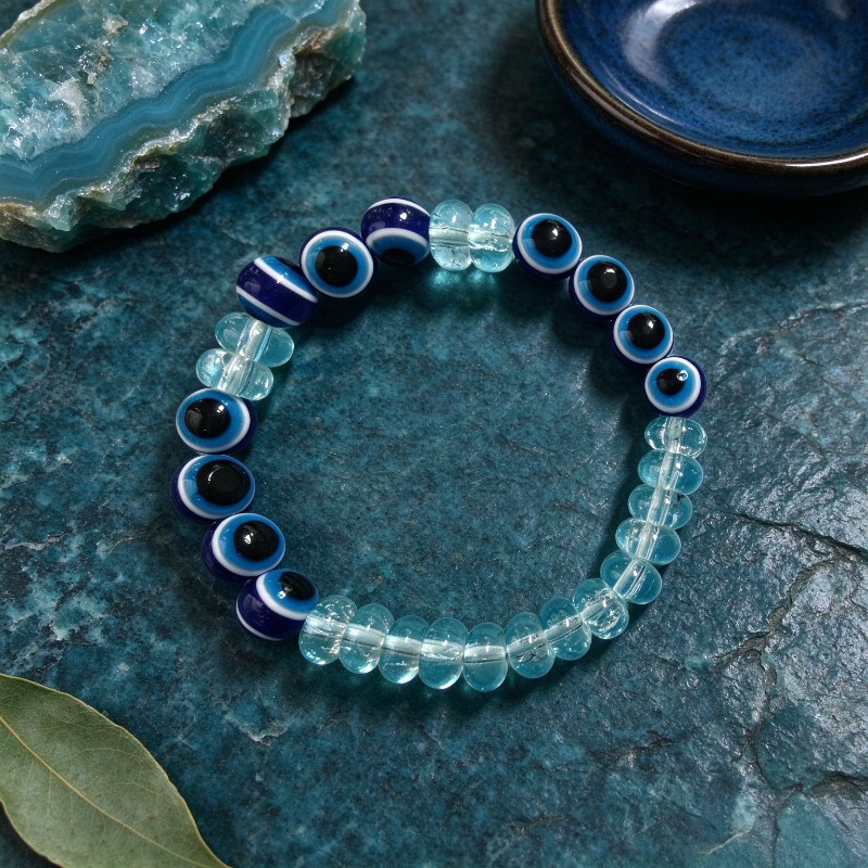 Deep Royal Blue and Icy Light Lake Blue Bead Bracelet
